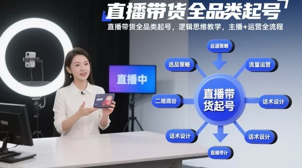 直播带货全品类起号，逻辑思维教学，主播+运营全流程 - 项目资源网