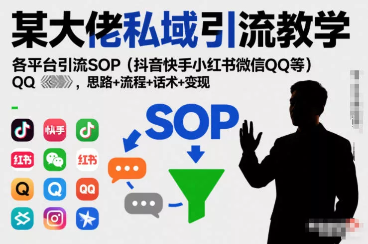 某大佬私域引流教学，各平台引流SOP(抖音快手小红书微信QQ等)，思路+流程+话术+变现 - 项目资源网