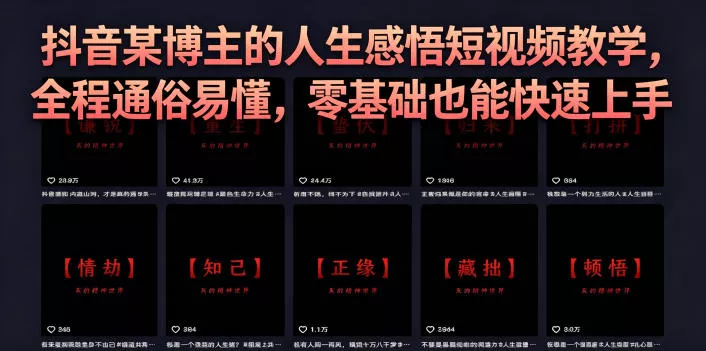 抖音某博主的灰太狼人生感悟短视频教学，全程通俗易懂，零基础也能快速上手 - 项目资源网