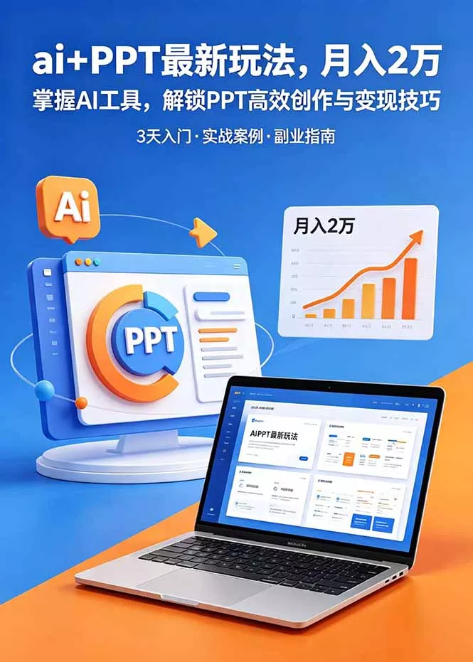 ai+PPT最新玩法，月入2万掌握AI工具，解锁PPT高效创作与变现技巧3天入门，实战案例·副业指南 - 项目资源网