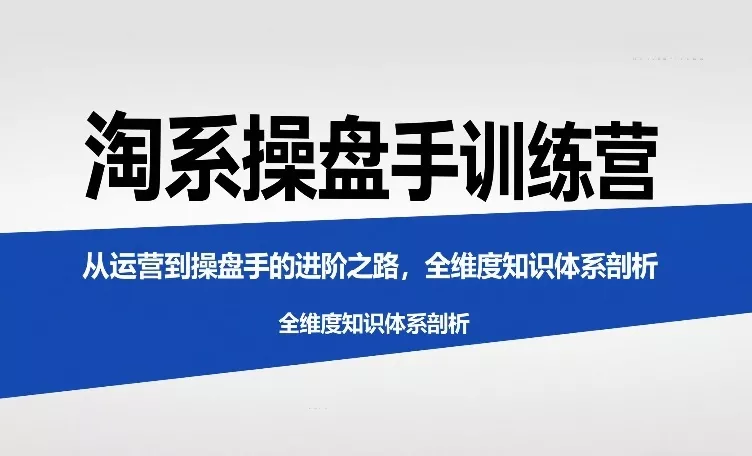 淘系操盘手训练营，从运营到操盘手的进阶之路，全维度知识体系剖析(更新) - 项目资源网
