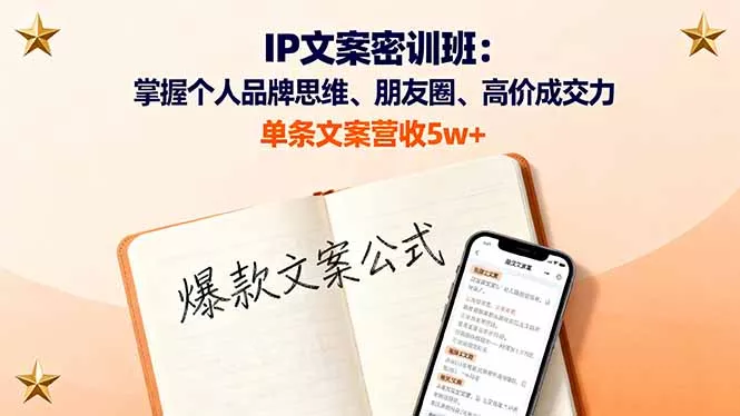 IP文案密训班：掌握个人品牌思维、朋友圈、高价成交力，单条文案营收5w+ - 项目资源网