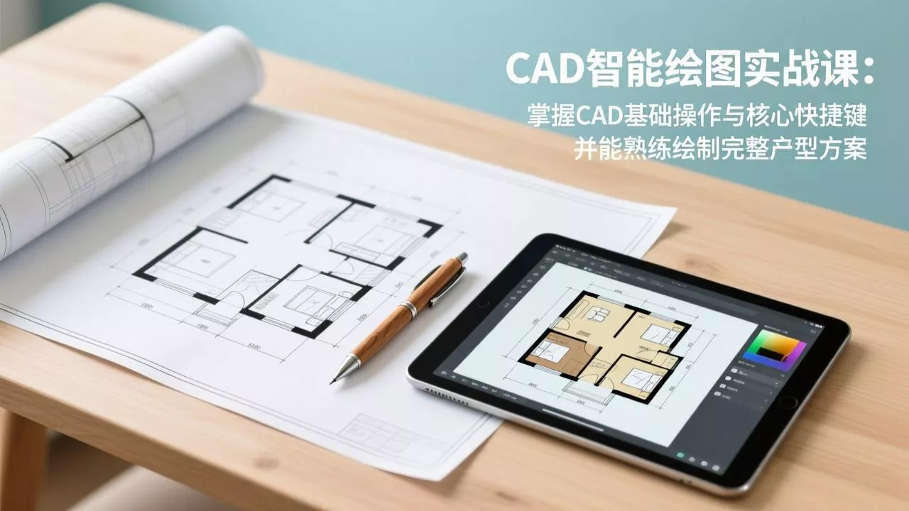 CAD智能绘图实战课：掌握CAD基础操作与核心快捷键，并能熟练绘制完整户型方案 - 项目资源网