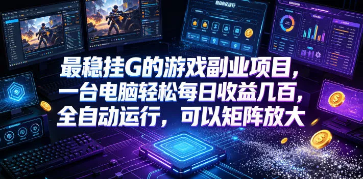 最稳挂G的游戏副业项目，一台电脑轻松每日收益几百，全自动运行，可以矩阵放大【揭秘】 - 项目资源网