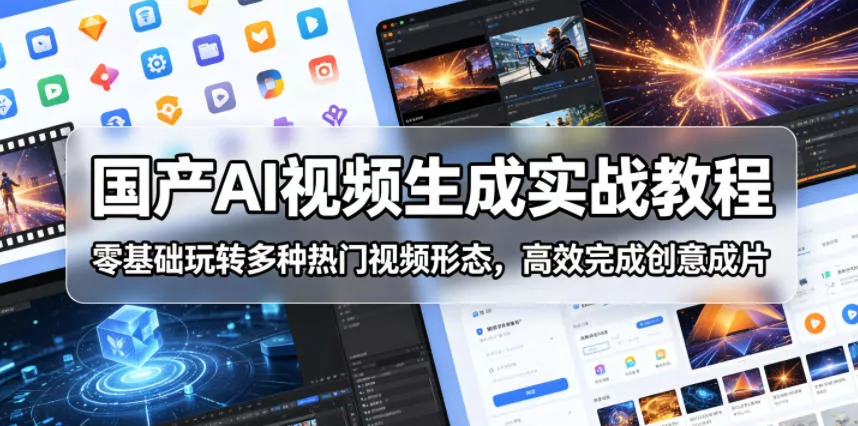 国产AI视频生成实战教程，零基础玩转多种热门视频形态，高效完成创意成片 - 项目资源网
