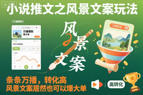 小说推文之风景文案玩法，条条万播，转化高，风景文案居然也可以爆大单！ - 项目资源网