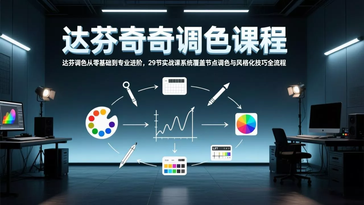 达芬奇调色从零基础到专业进阶，29节实战课系统覆盖节点调色与风格化技巧全流程 - 项目资源网