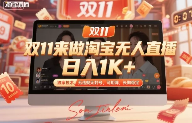 双11来做淘宝无人直播，日入1K+，独家技术，无违规无封号，可矩阵，长期稳定【揭秘】 - 项目资源网