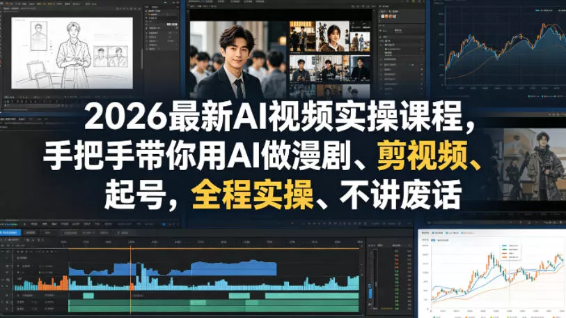 2026最新AI视频实操课程，手把手带你用AI做漫剧、剪视频、起号，全程实操、不讲废话 - 项目资源网