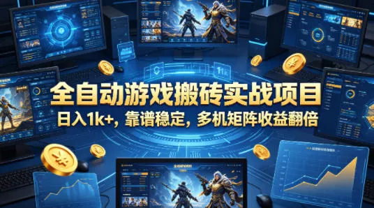 全自动游戏搬砖实战项目，日入1k+，靠谱稳定，多机矩阵收益翻倍【揭秘】 - 项目资源网