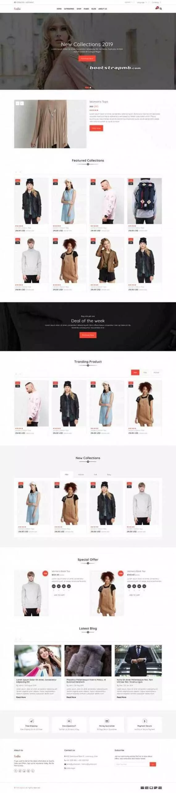 Bootstrap响应式英文服装商城 - 项目资源网