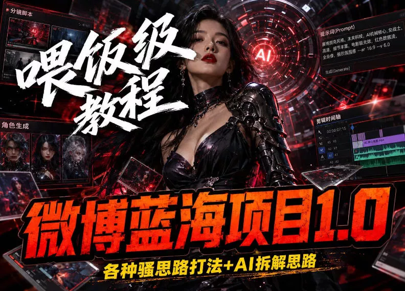 微博蓝海项目1.0_各种Sao操作整理+AI引流拆解，喂饭级教学 - 项目资源网