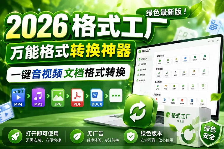 2026格式工厂绿色最新版！万能格式转换神器，一键音视频文档格式转换，打开即可使用，无广告绿色版本 - 项目资源网