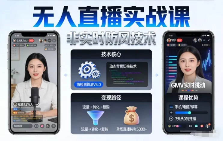 宝子哥无人直播实战课，非实时防风技术，聚焦抖音快手等平台直播带货，轻松开启直播变现之路(更新2026年6月7日) - 项目资源网