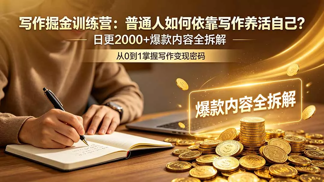 写作掘金训练营：普通人如何依靠写作养活自己？日更2000+爆款内容全拆解 - 项目资源网