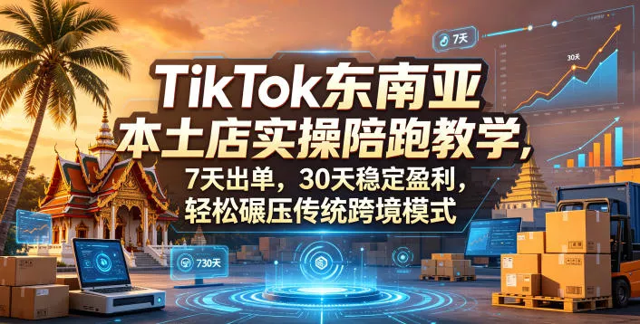 TikTok东南亚本土店实操陪跑教学，7天出单，30天稳定盈利，轻松碾压传统跨境模式 - 项目资源网