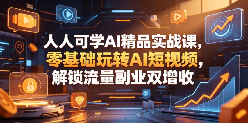 人人可学AI精品实战课，零基础玩转AI短视频，解锁流量副业双增收 - 项目资源网