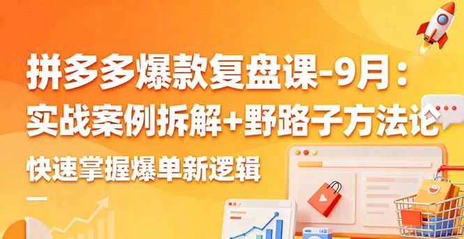 拼多多爆款复盘课-9月：实战案例拆解+野路子方法论，快速掌握爆单新逻辑 - 项目资源网