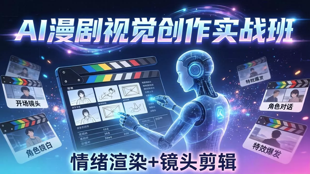 AI漫剧视觉导演思维实战班，从脚本到成片全掌握，分镜设计情绪渲染一站学会 - 项目资源网