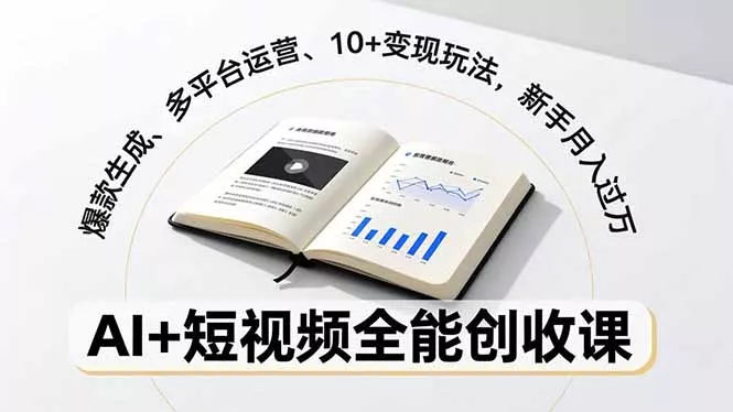 AI+短视频全能创收课，爆款生成、多平台运营、10+变现玩法，新手月入过万 - 项目资源网