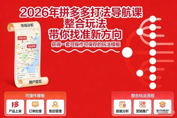 2026年拼多多打法导航课，整合玩法，带你找准新方向，获得一套可操作可保存的玩法模板 - 项目资源网
