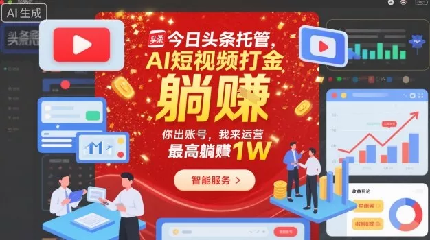今日头条托管，AI短视频打金，你出账号，我来运营，最高躺賺1W【揭秘】 - 项目资源网