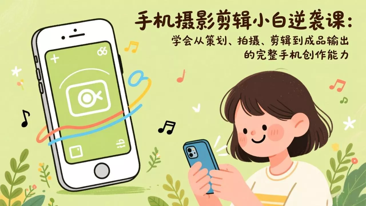 手机摄影剪辑小白逆袭课：学会从策划、拍摄、剪辑到成品输出的完整手机创作能力 - 项目资源网
