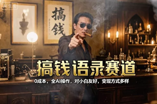 搞钱语录赛道，0成本，全AI操作，对小白友好，变现方式多样 - 项目资源网