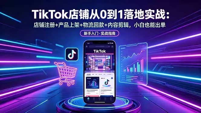 TikTok店铺从0到1落地实战：店铺注册+产品上架+物流回款+内容剪辑，小白也能出单 - 项目资源网