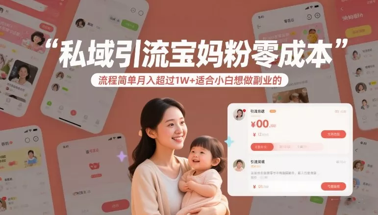 私域引流宝妈粉零成本流程简单月入超过1W+适合小白想做副业的 - 项目资源网