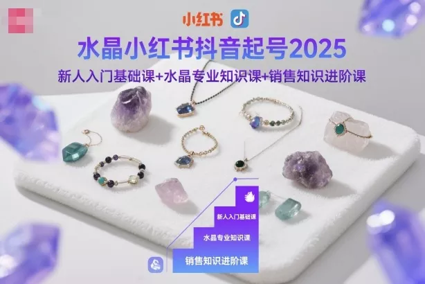 水晶小红书抖音起号2025，新人入门基础课+水晶专业知识课+销售知识进阶课 - 项目资源网