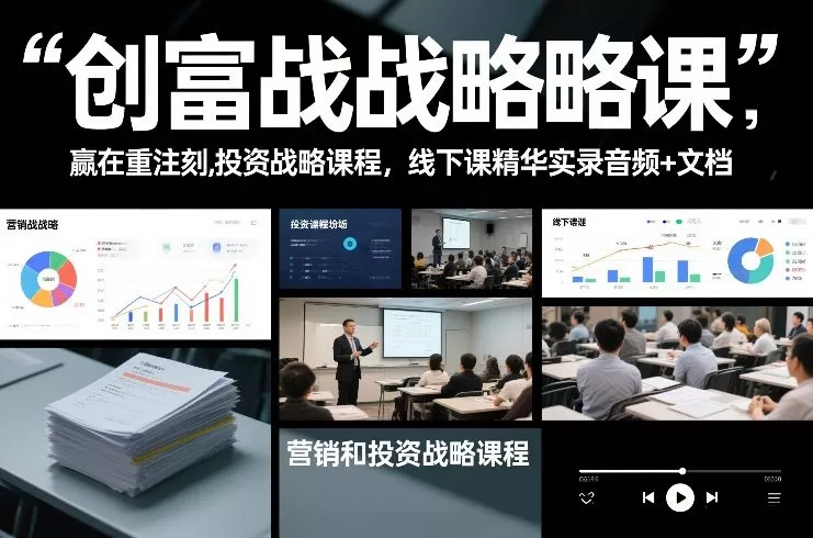 创富战略课，赢在重注时刻，营销和投资战略课程，线下课精华实录音频+文档 - 项目资源网