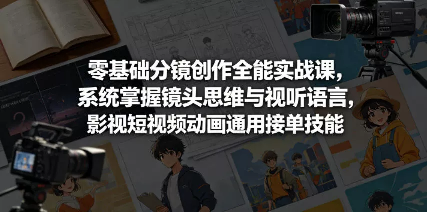 零基础分镜创作全能实战课，系统掌握镜头思维与视听语言，影视短视频动画通用接单技能 - 项目资源网