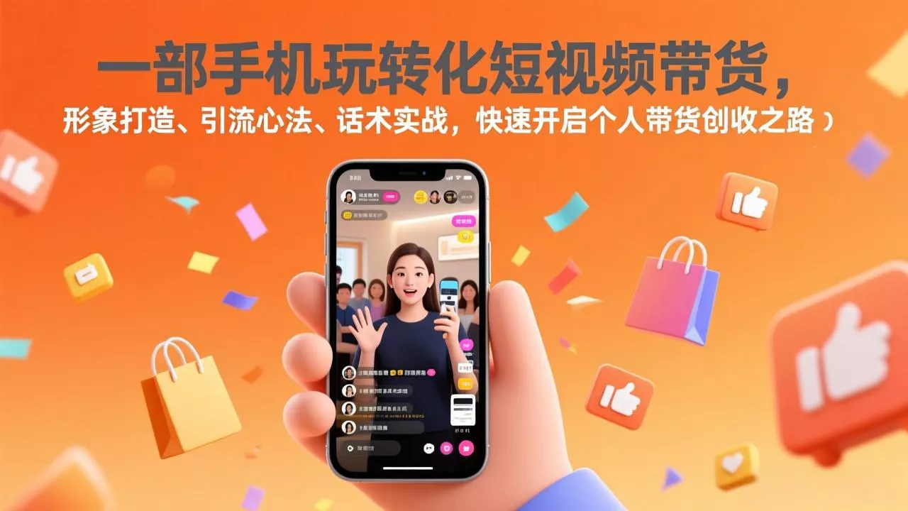 一部手机玩转化短视频带货，形象打造、引流心法、话术实战，快速开启个人带货创收之路 - 项目资源网