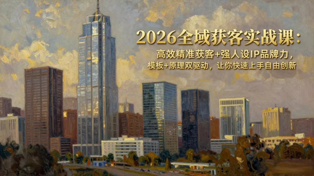 2026全域获客实战课：高效精准获客+强人设IP品牌力，模板+原理双驱动，让你快速上手自由创新 - 项目资源网