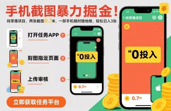 手机截图暴力掘金，两张截图0.7米，一部手机就能做，轻松日入3张【揭秘】 - 项目资源网