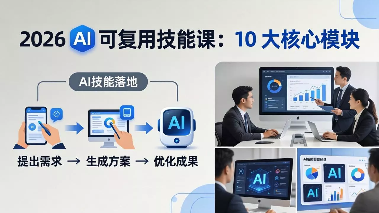 2026AI可复用技能-4月新课：10大核心模块，手把手教你把AI用进工作、产出成果 - 项目资源网