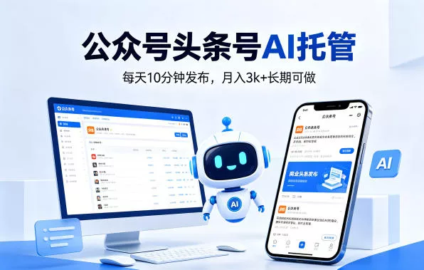 公众号头条号AI托管，我提供作品，你每天10分钟发布，月入3k+长期可做【揭秘】 - 项目资源网