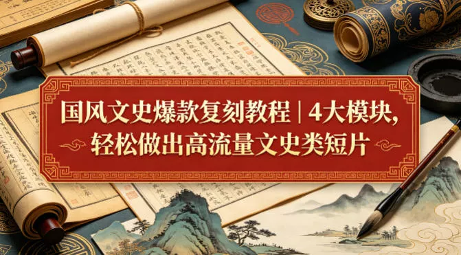 国风文史爆款复刻教程｜4大模块，轻松做出高流量文史类短片 - 项目资源网