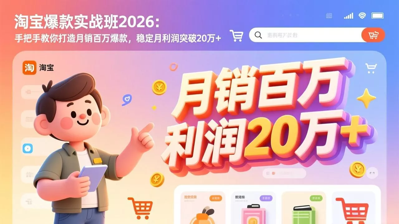 淘宝爆款实战班2026：手把手教你打造月销百万爆款，稳定月利润突破20万+ - 项目资源网