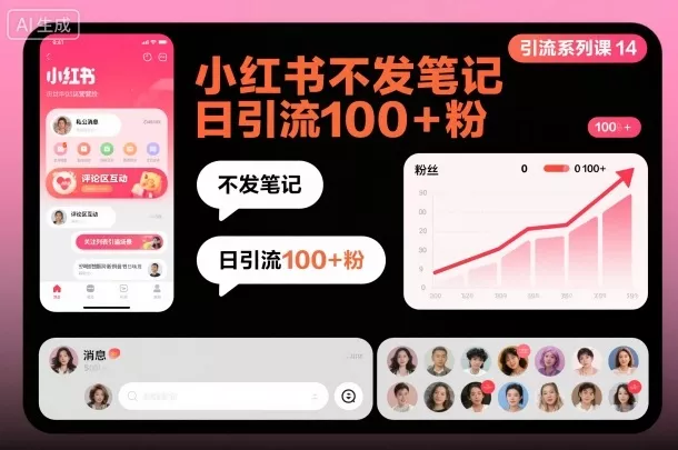引流系列课14：小红书不发笔记日引流100+粉 - 项目资源网