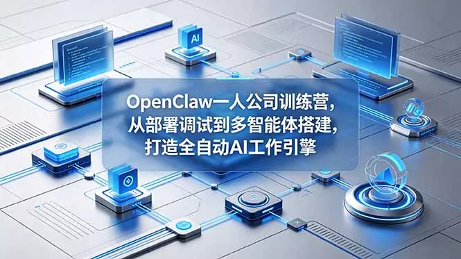 OpenClaw 一人公司训练营，从部署调试到多智能体搭建，打造全自动 AI 工作引擎 - 项目资源网