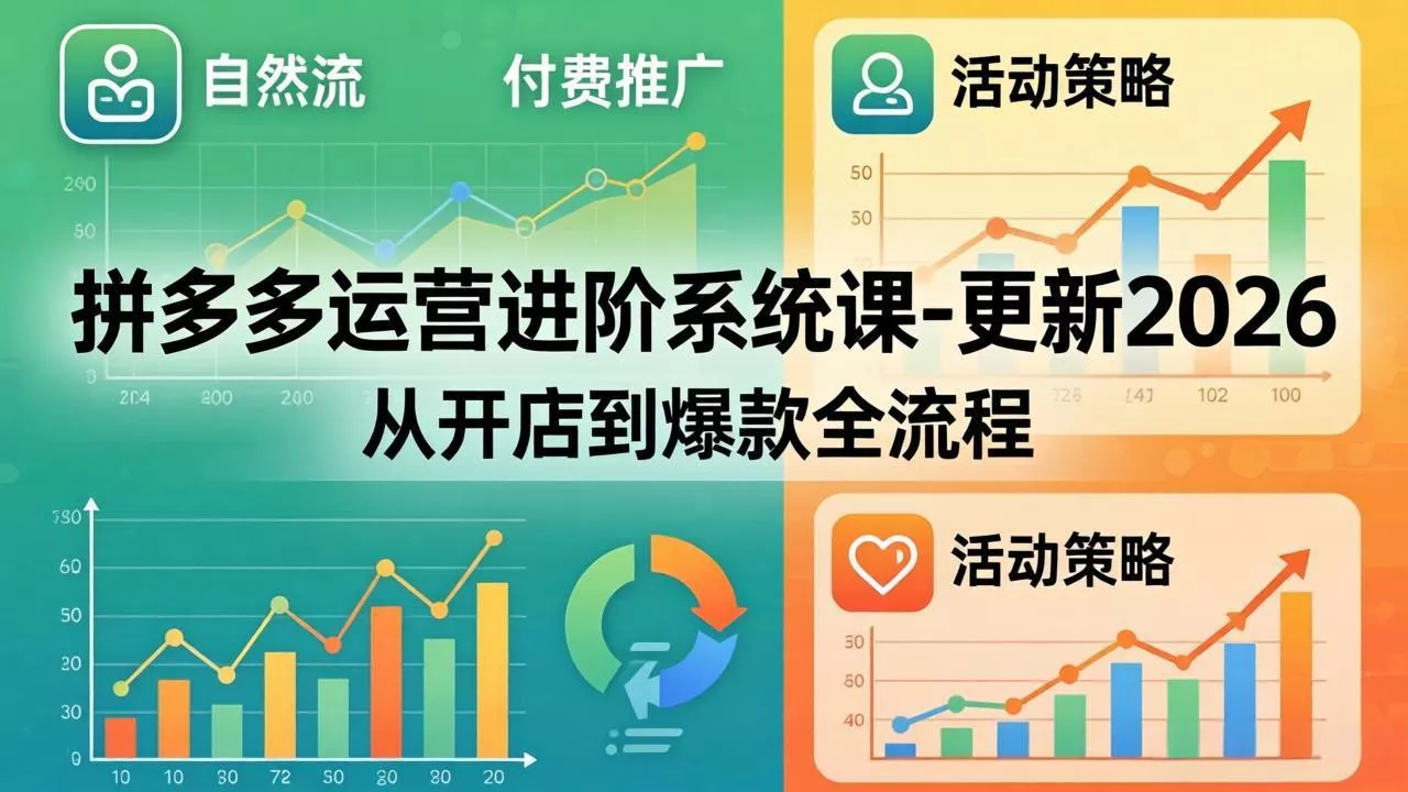 拼多多运营进阶系统课-更新2026：从开店到爆款全流程，自然流+付费推广+活动策略 - 项目资源网