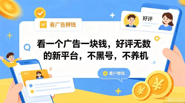 看一个广告一块钱，好评无数的新平台，不黑号，不养机，一部手机一天撸几十，可矩阵【揭秘】 - 项目资源网