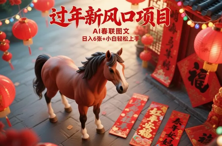 过年新风口项目，用ai春联图文，日入6张+小白轻松上手【揭秘】 - 项目资源网