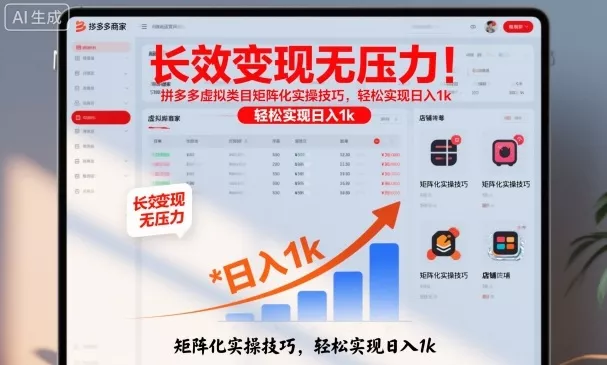 长效变现无压力！拼多多虚拟类目矩阵化实操技巧，轻松实现日入1k【揭秘】 - 项目资源网