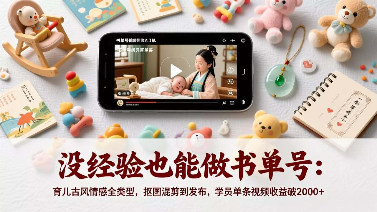 没经验也能做书单号：育儿古风情感全类型，抠图混剪到发布，学员单条视频收益破2000+ - 项目资源网