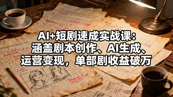 AI+短剧速成实战课：涵盖剧本创作、AI生成、运营变现，单部剧收益破万 - 项目资源网