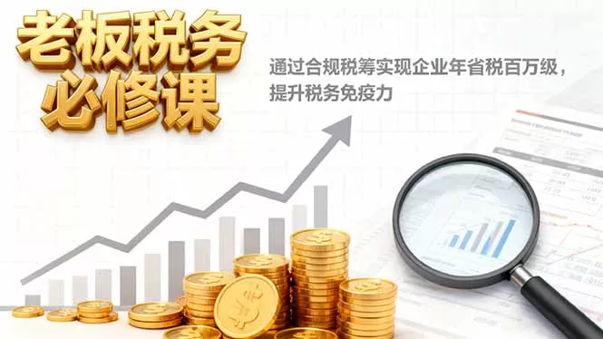 老板税务必修课，通过合规税筹实现企业年省税百万级，提升税务免疫力 - 项目资源网
