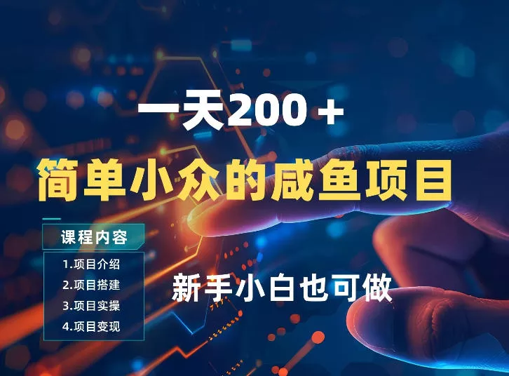 一天收入2张，一个简单小众的咸鱼项目，0门槛小白也能做 - 项目资源网